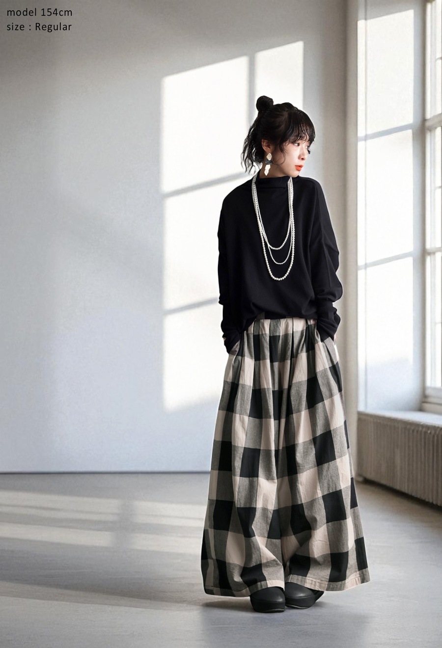 再入荷予定有!チェック柄 ワイドパンツ レディース ボトムス フレア