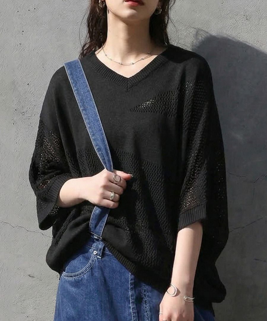 【美品】  JUN MIKAMI / ジュンミカミ | Vネックドルマンスリーブニット | トープ | レディース 美品】 JUN MIKAMI / ジュンミカミ | Vネックドルマンスリーブニット