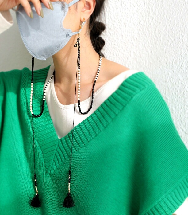 ♪❤️ ターコイズ　タッセル　マスクチェーン　メガネチェーン タッセル付き マスクチェーン マスク ストラップ メガネチェーン