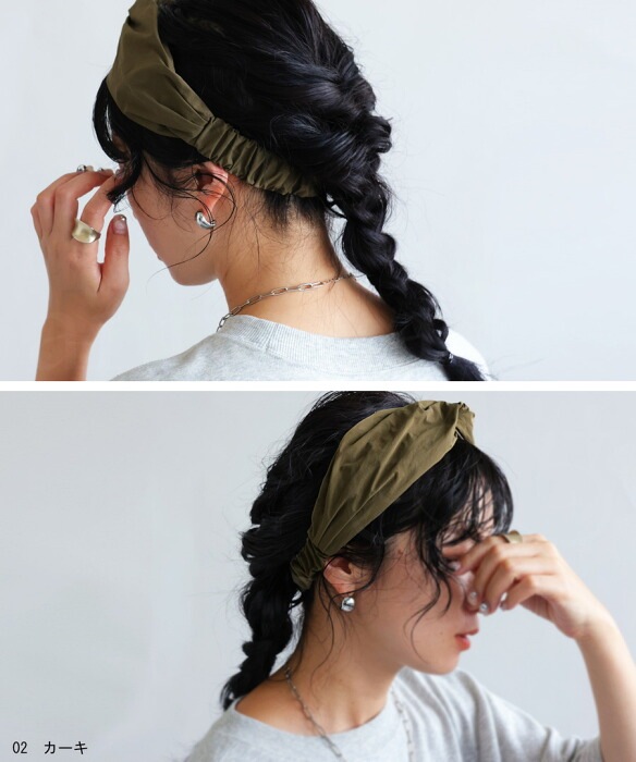 新作　着せ替えヘアターバン　帯リボンセット　カーキベース　ヘアバンド 楽天市場】カチューシャ ヘアバンド 幅広 リボン クロス