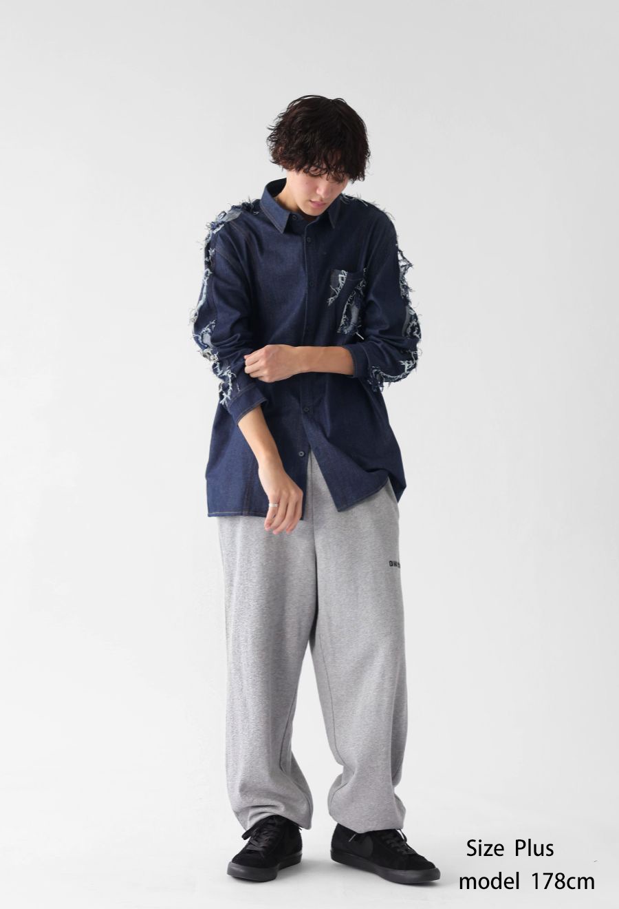 デニム切替 シャツ メンズ トップス 長袖 羽織り 送料無料・メール便