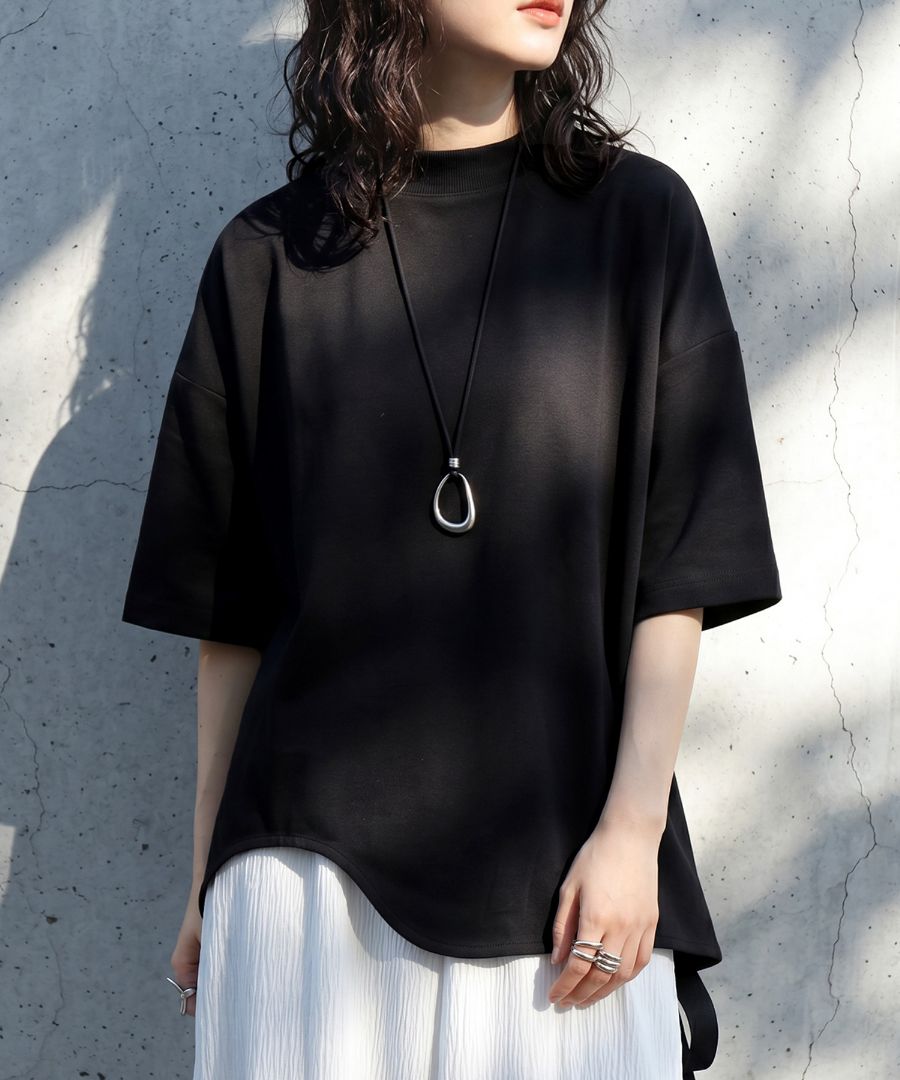 垢抜け美人 Tシャツ レディース 半袖 無地 カットソー モックネック 垢抜け美人 Tシャツ レディース 半袖 無地 カットソー モックネック