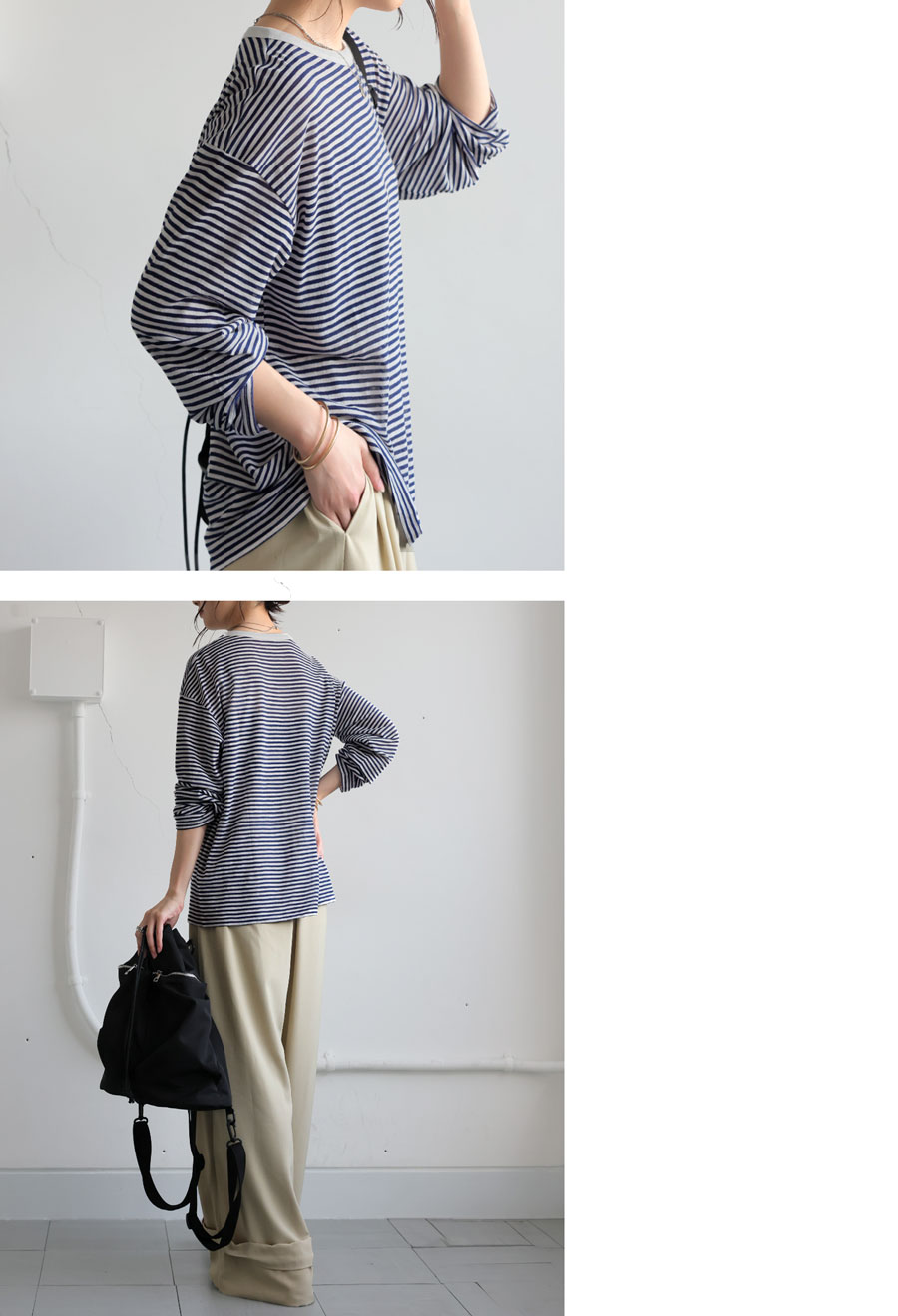 ボーダーロンT カットソー レディース Tシャツ トップス・メール便不可