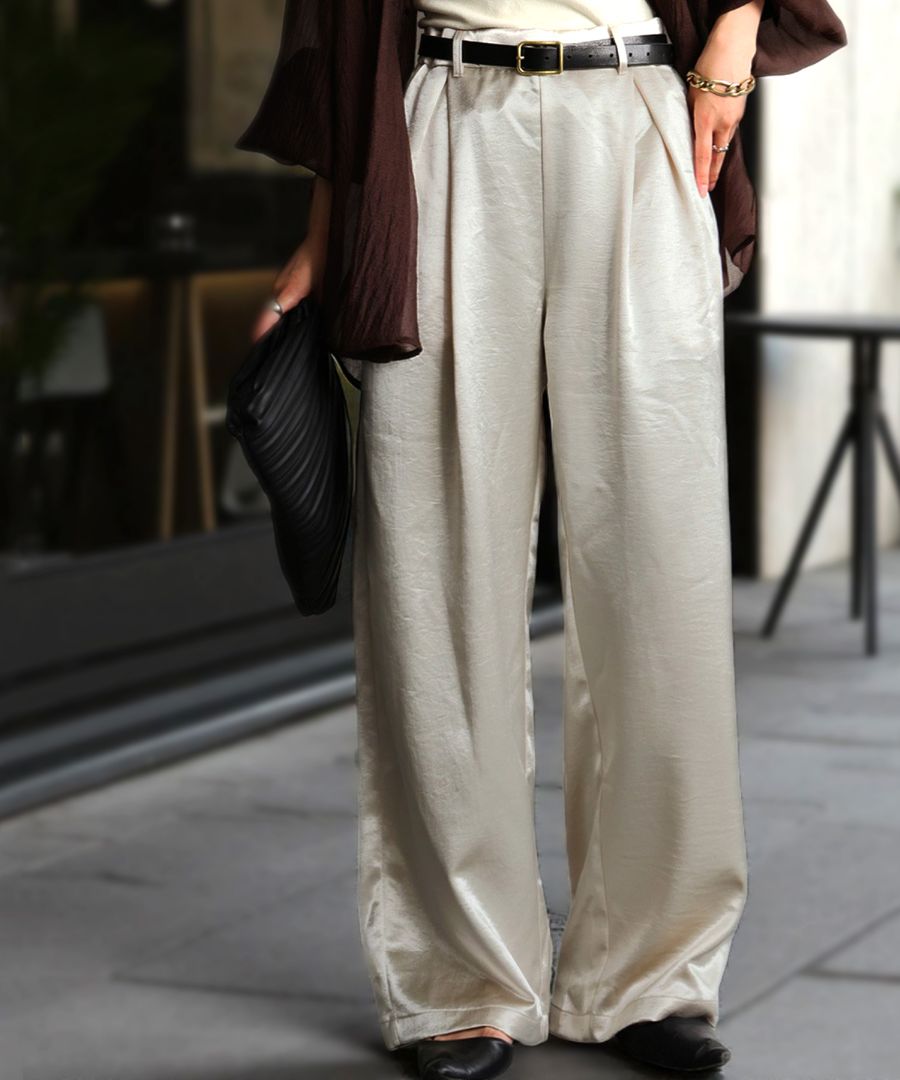 【新品】グラムリップス サイドベルト サテンワイドパンツ サテンワイドパンツ レディース ボトムス サテンパンツ -3kg・8