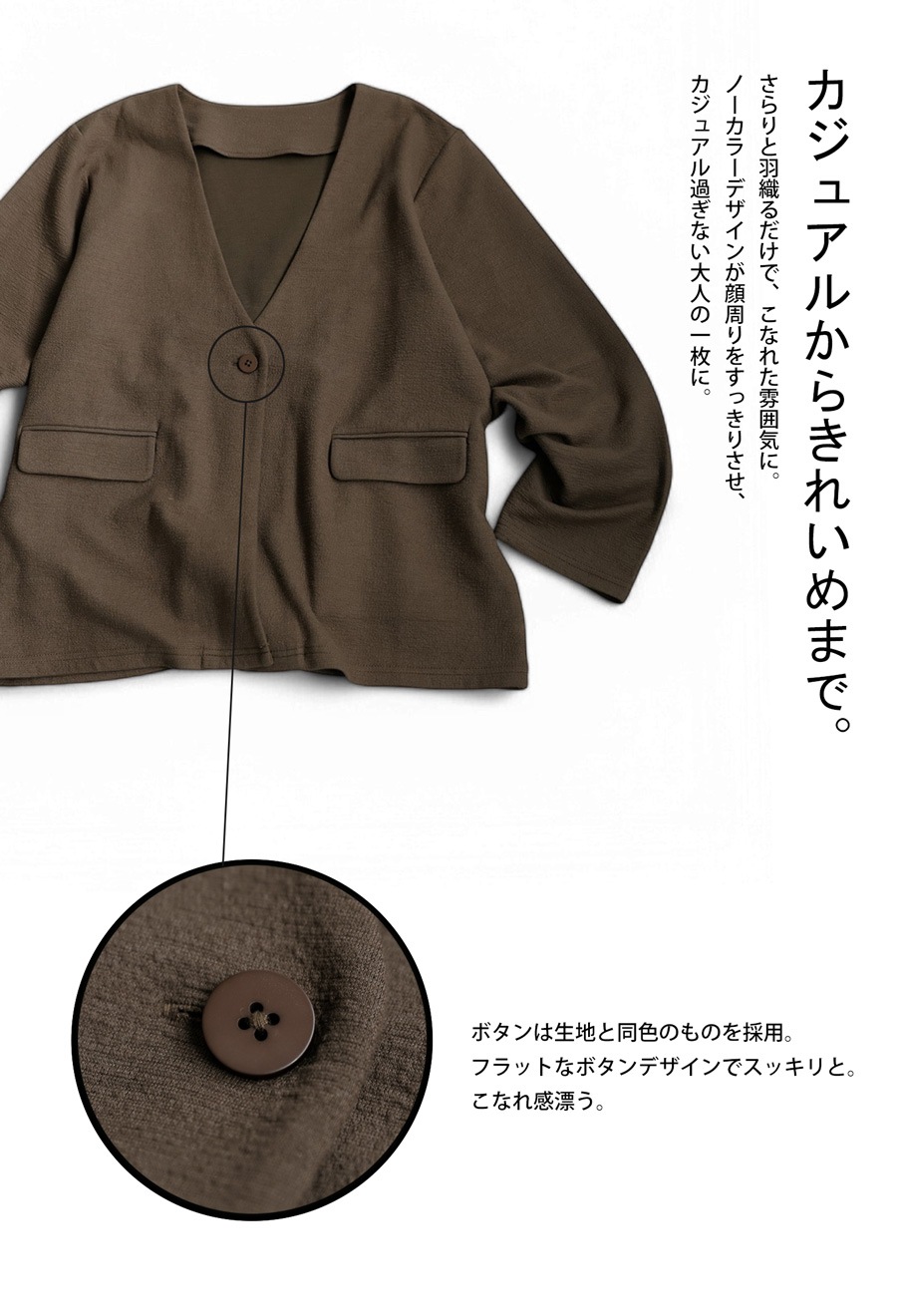 【新品未使用】ノーカラージャケット　レディース ジャケット レディース ライダース ノーカラー エコレザー