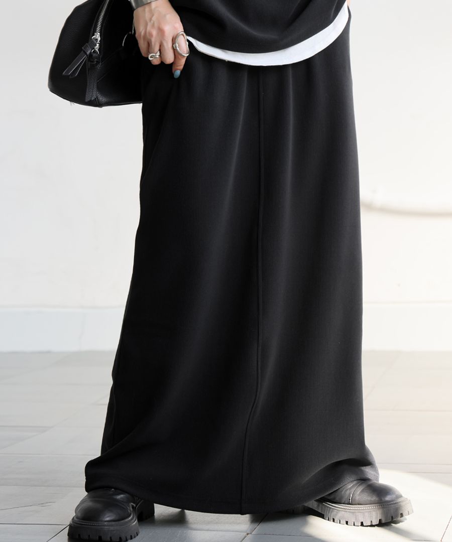 ネイビー ムートンロングスカート シュッと美 ロングスカート レディース ボトムス 送料無料・再入荷