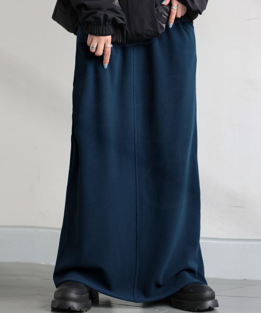 ネイビー ムートンロングスカート シュッと美 ロングスカート レディース ボトムス 送料無料・再入荷