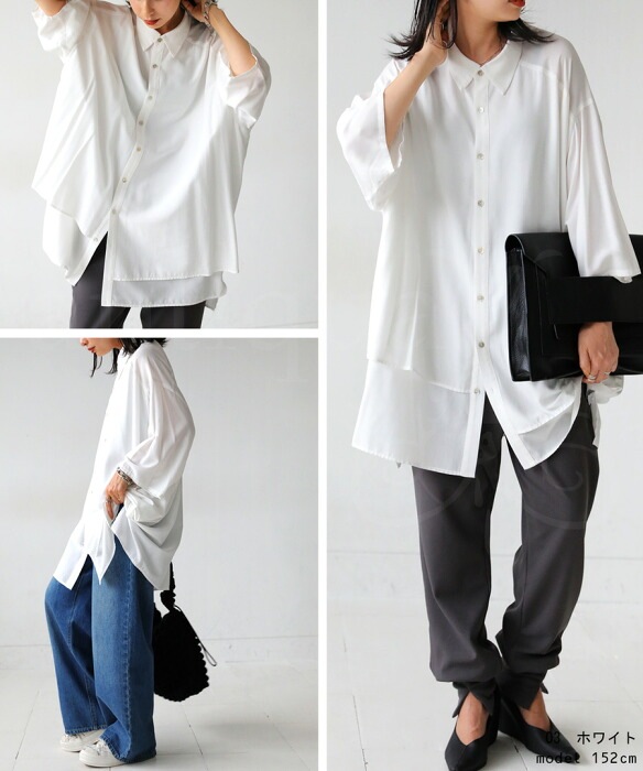 ビッグシルエットシャツ シャツ レディース トップス 半袖 送料無料