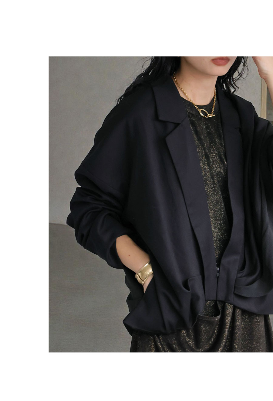 ドレープ デザイン テーラードジャケット レディース 送料無料・メール