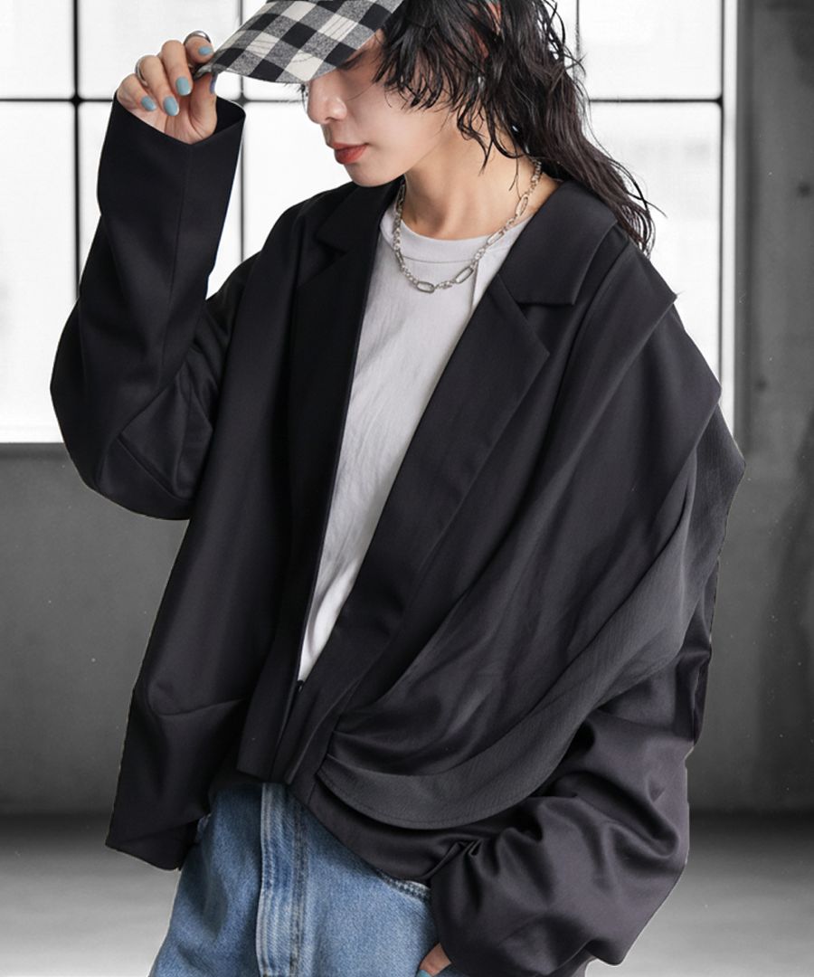 ドレープ デザイン テーラードジャケット レディース 送料無料・メール