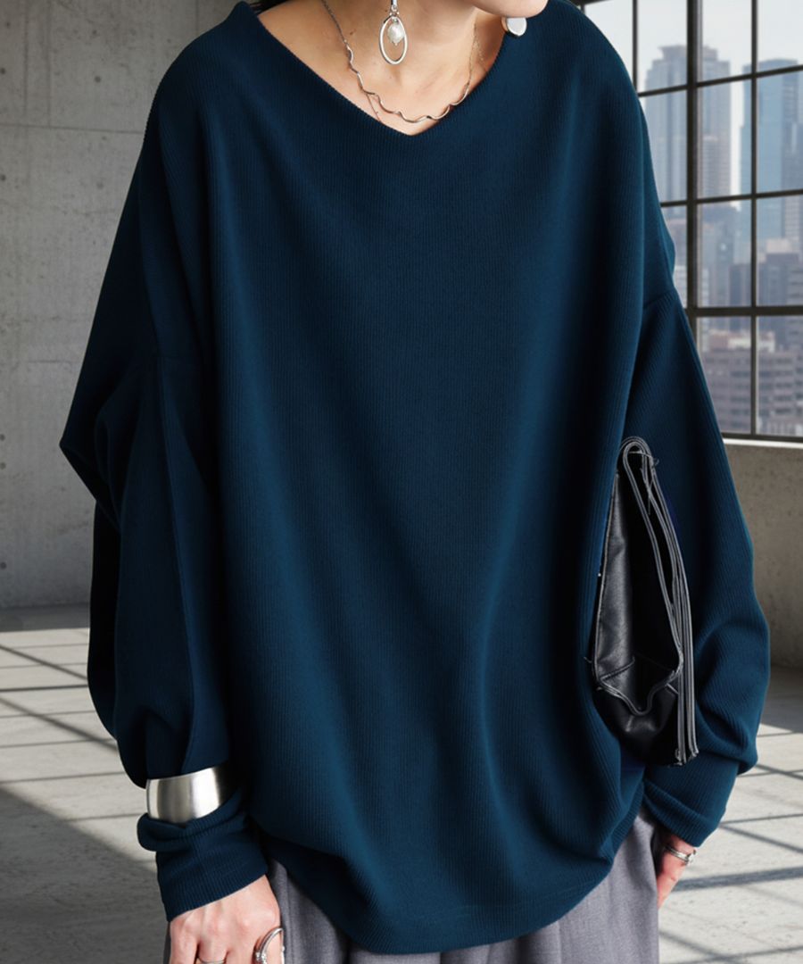 シュッと美 トップス レディース 起毛リブ 長袖 送料無料・再入荷