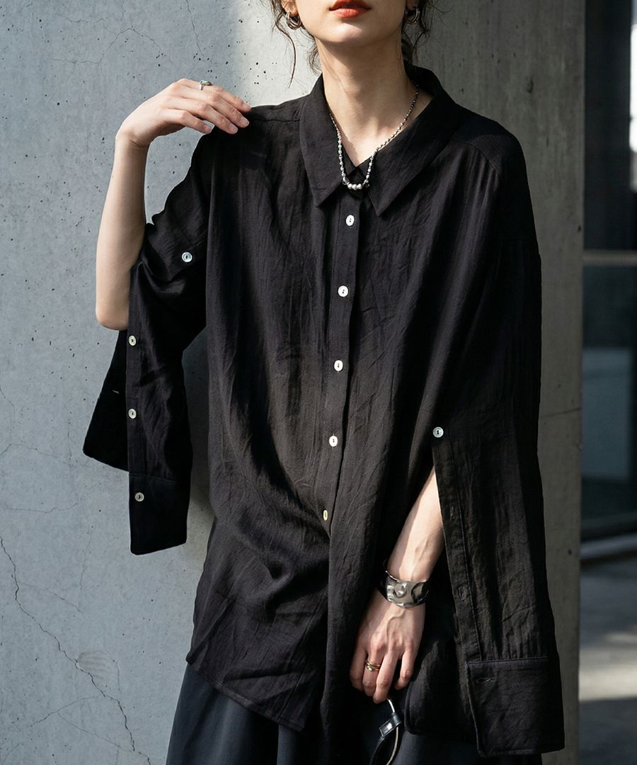 自由に洒落る。シャツ レディース 長袖 リネンライク 無地 羽織り 送料