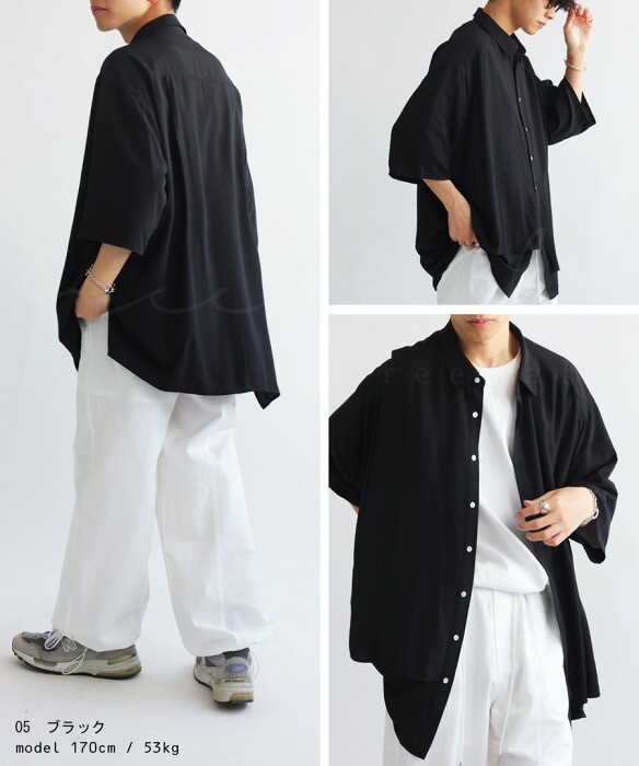 ビッグシルエットシャツ シャツ メンズ トップス 半袖 送料無料・(80