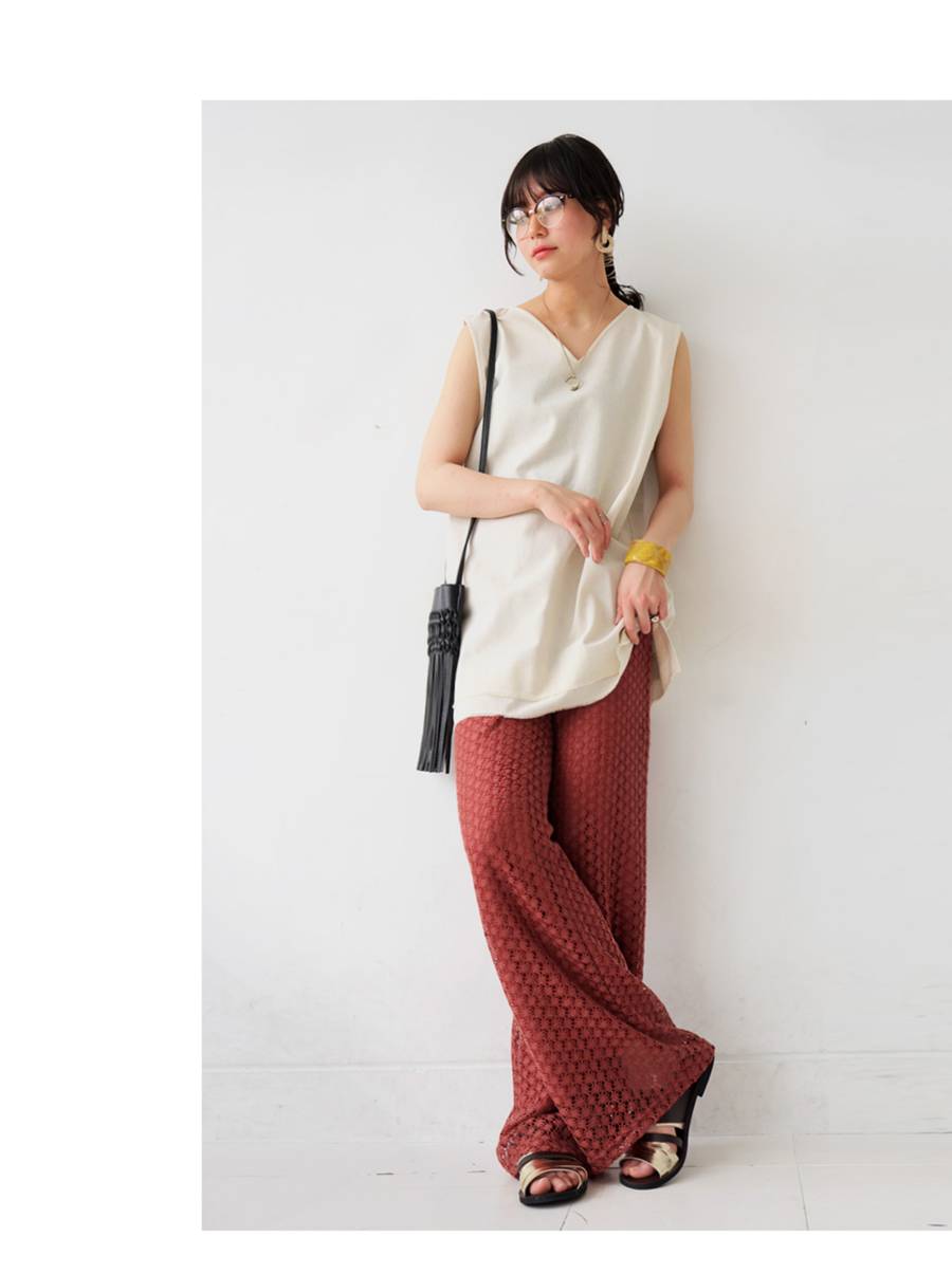 大人の透かし編み。レースパンツ レディース ボトムス パンツ 透かし