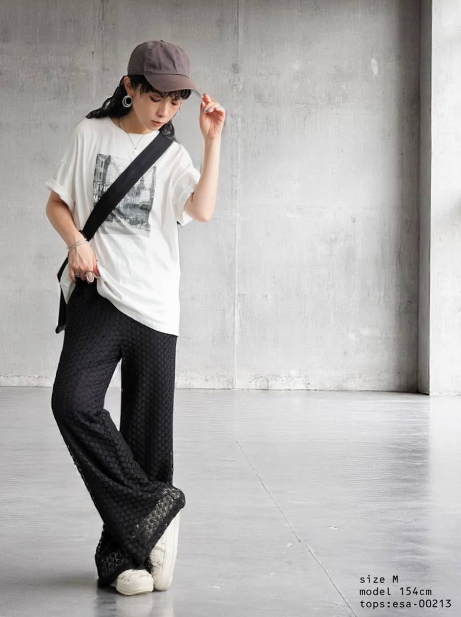大人の透かし編み。レースパンツ レディース ボトムス パンツ 透かし