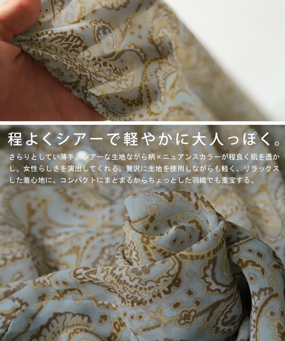 ペイズリー柄 シアーシャツ シャツ レディース トップス 長袖・再再販  