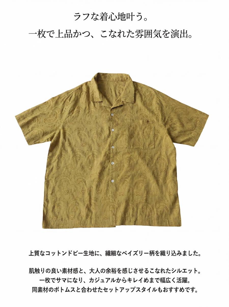 着るだけで、雰囲気上級者。 ペイズリー柄 開襟シャツ 半袖シャツ