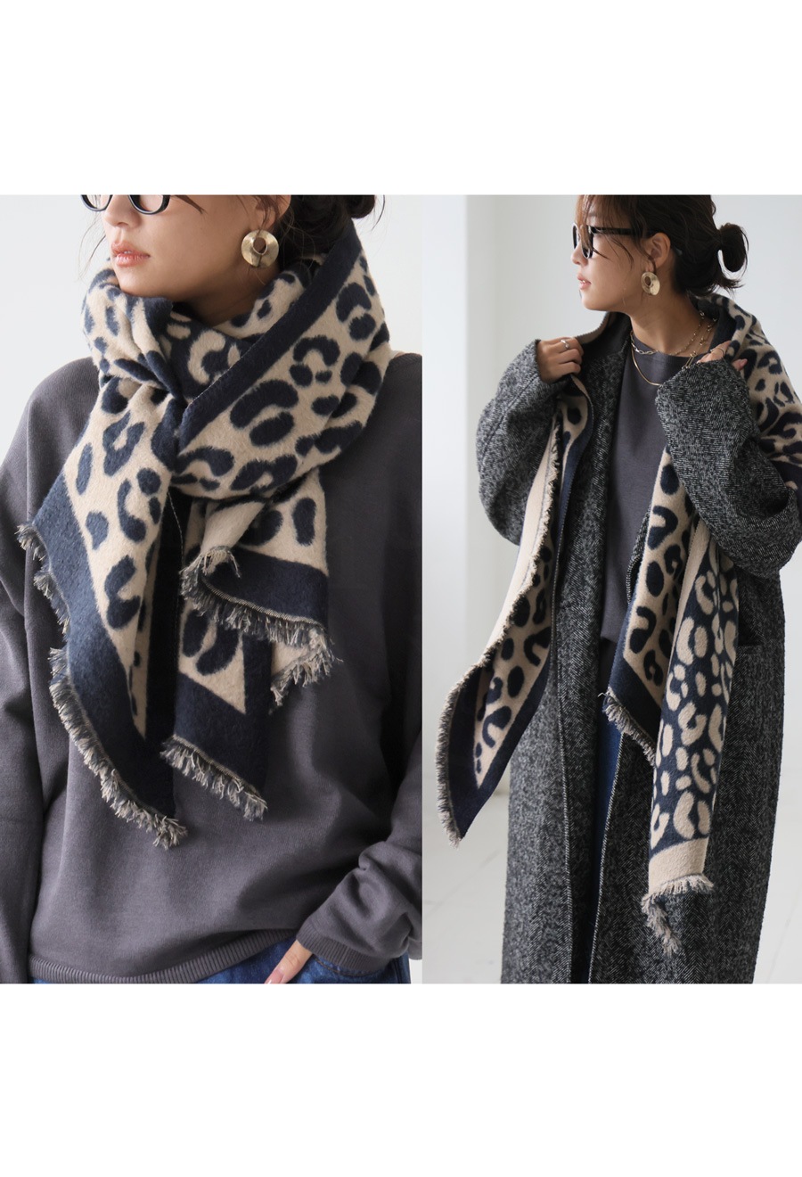 再入荷予定有!レオパード柄 大判ストール レディース マフラー 送料