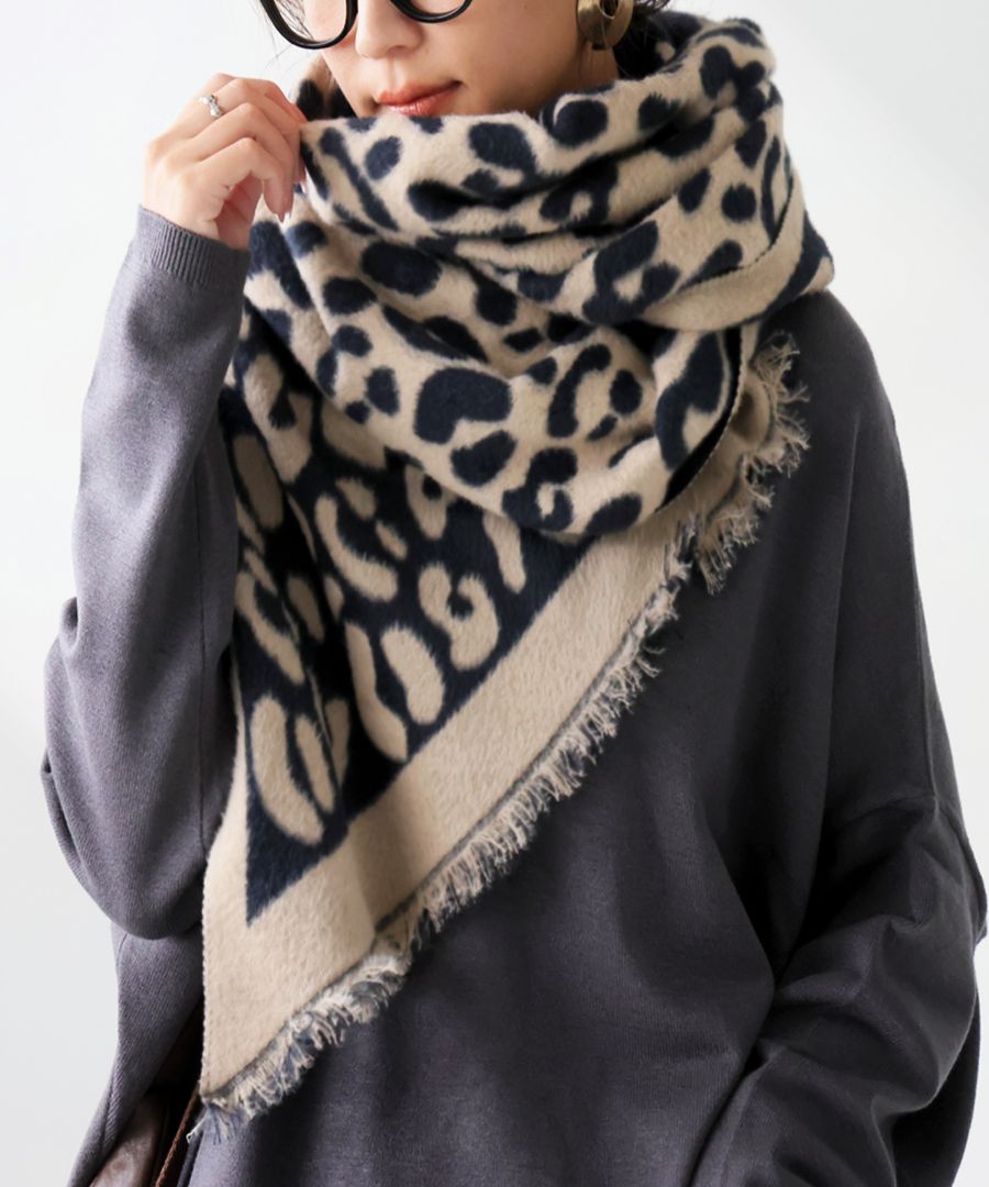 再入荷予定有!レオパード柄 大判ストール レディース マフラー 送料
