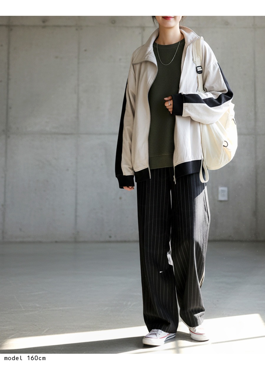 斜めジップ 配色ライン ブルゾン レディース 羽織り 送料無料・再入荷