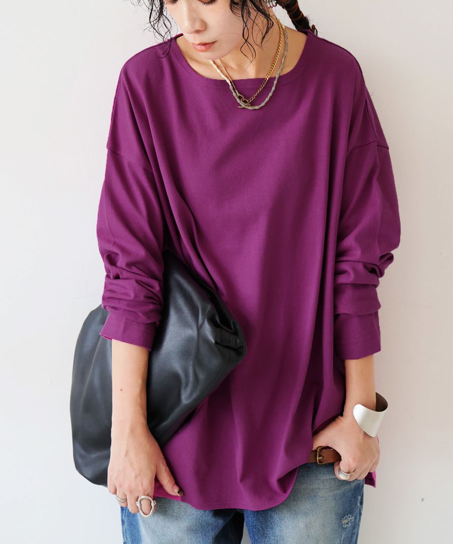 ロンT 綿100 抗菌防臭 レディース 長袖 カットソー 無地・再入荷 (80