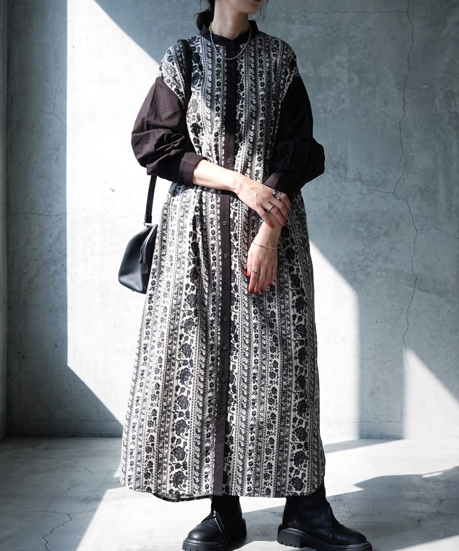 花柄を、かっこよく着る。花柄 シャツワンピース レディース ロング