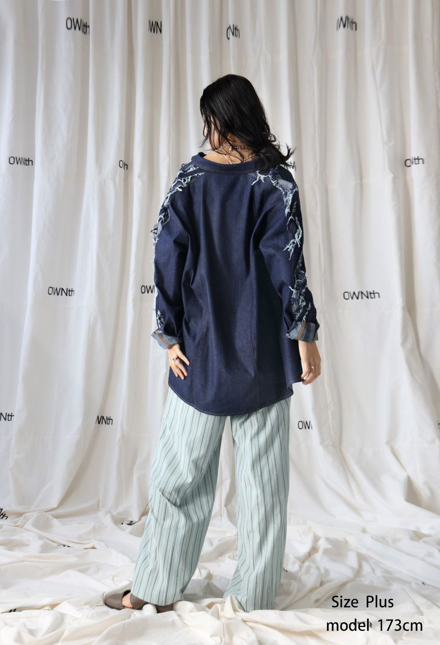 デニム切替 シャツ レディース トップス 長袖 羽織り 送料無料・メール