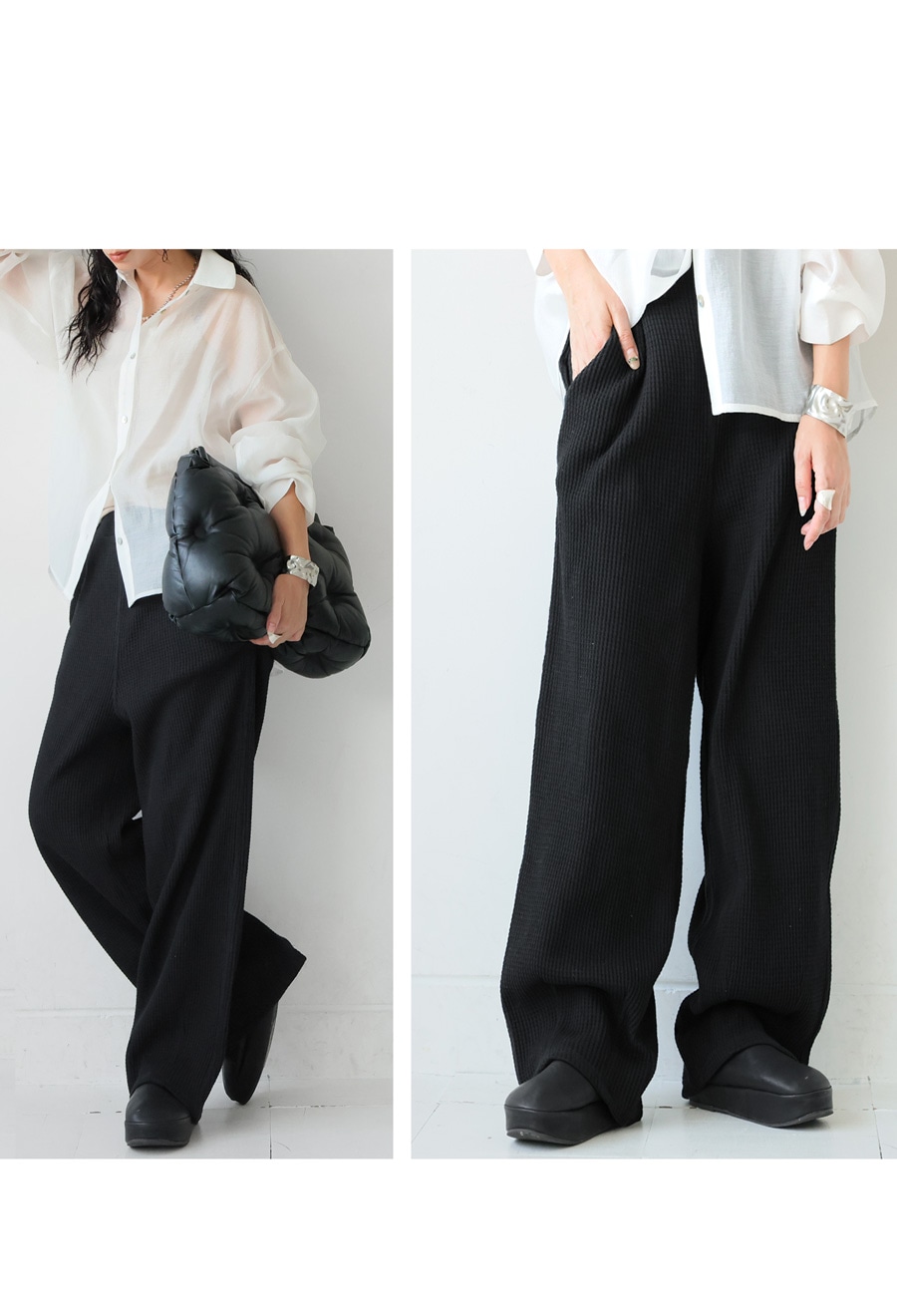 レディースパンツ アクアガレージ aquagarage ○サテンワイドパンツ レディース