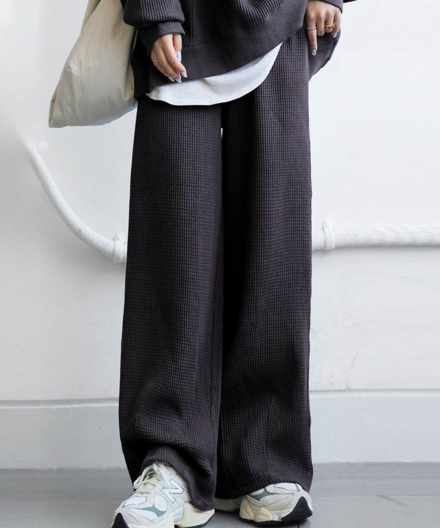 レディースボトム 鬼ワッフル ワイドパンツ レディース ボトムス パンツ 送料無料