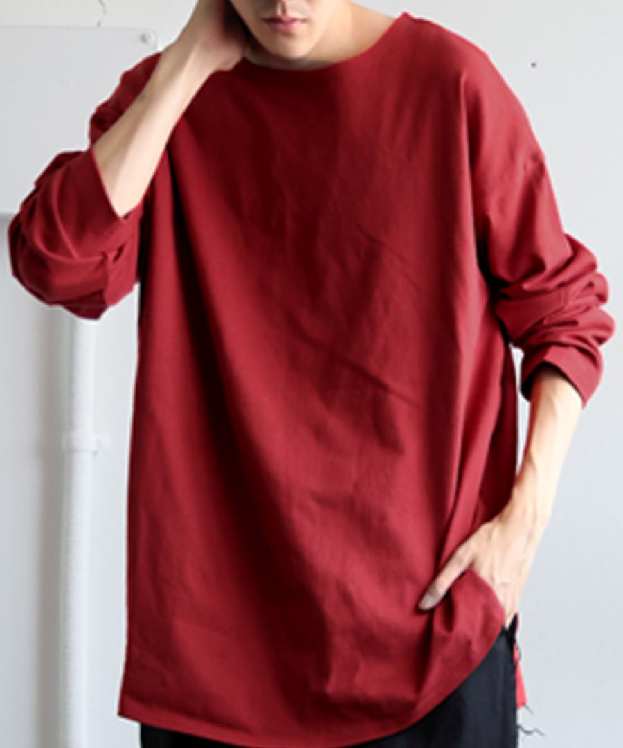 【カットソー】Mサイズ　長袖　赤 長袖tシャツ 通販長袖tシャツ メンズ 長袖Tシャツ カットソー