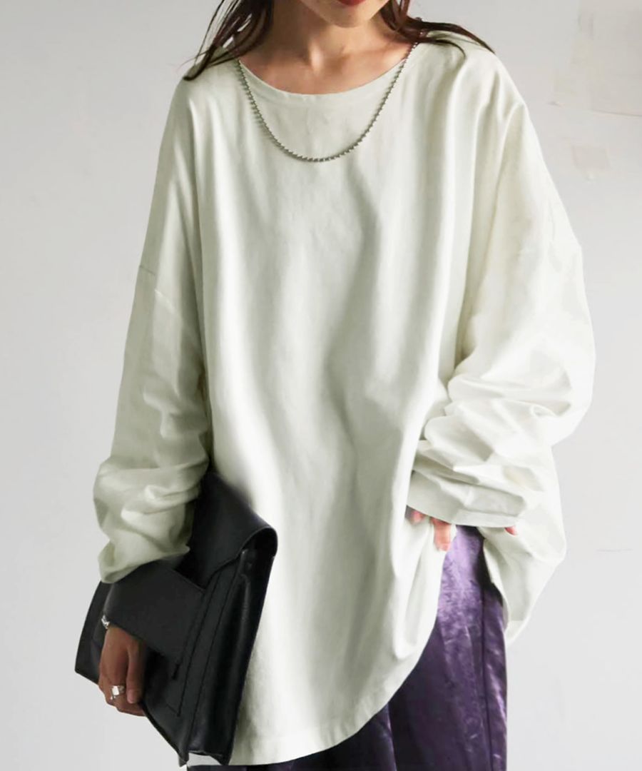 ロンT レディース トップス Tシャツ 長袖 無地 カットソー・(100