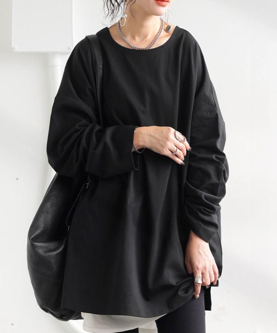 ロンT レディース トップス Tシャツ 長袖 無地 カットソー・(100