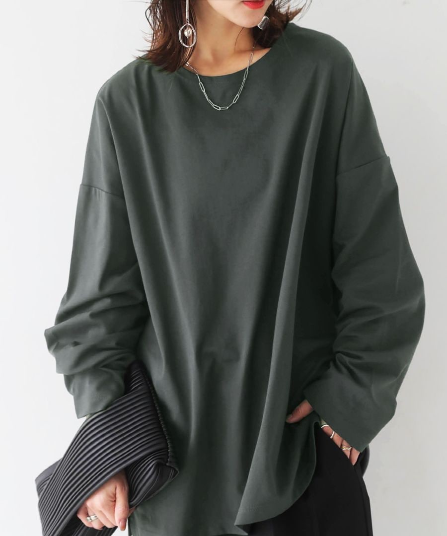 ロンT レディース トップス Tシャツ 長袖 無地 カットソー・(100