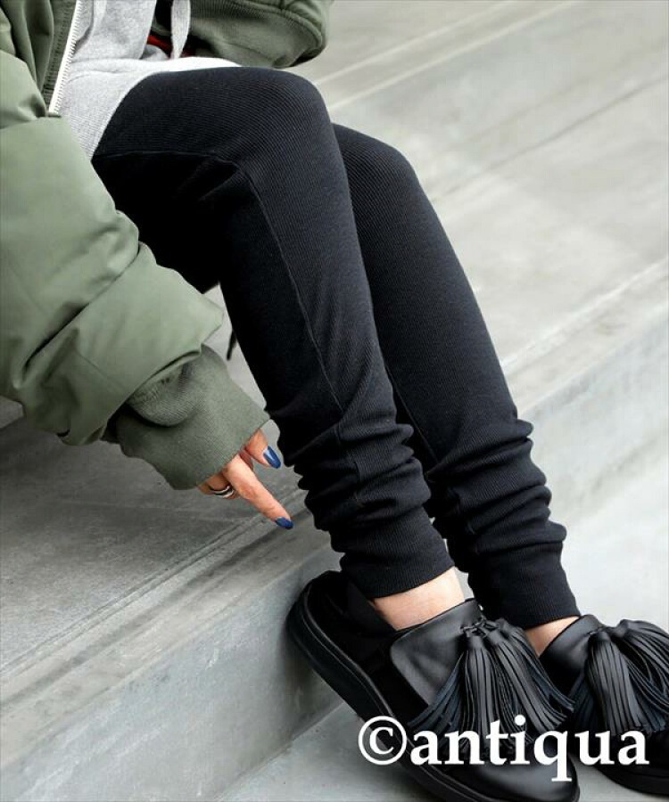 特別送料無料 リブレギンス レギンス レディース ボトムス 綿混 10分丈