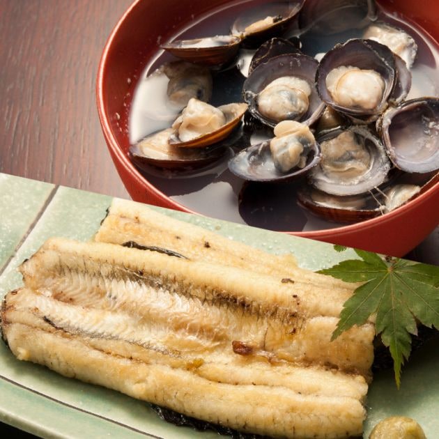 天然うなぎの白焼きとしじみセット