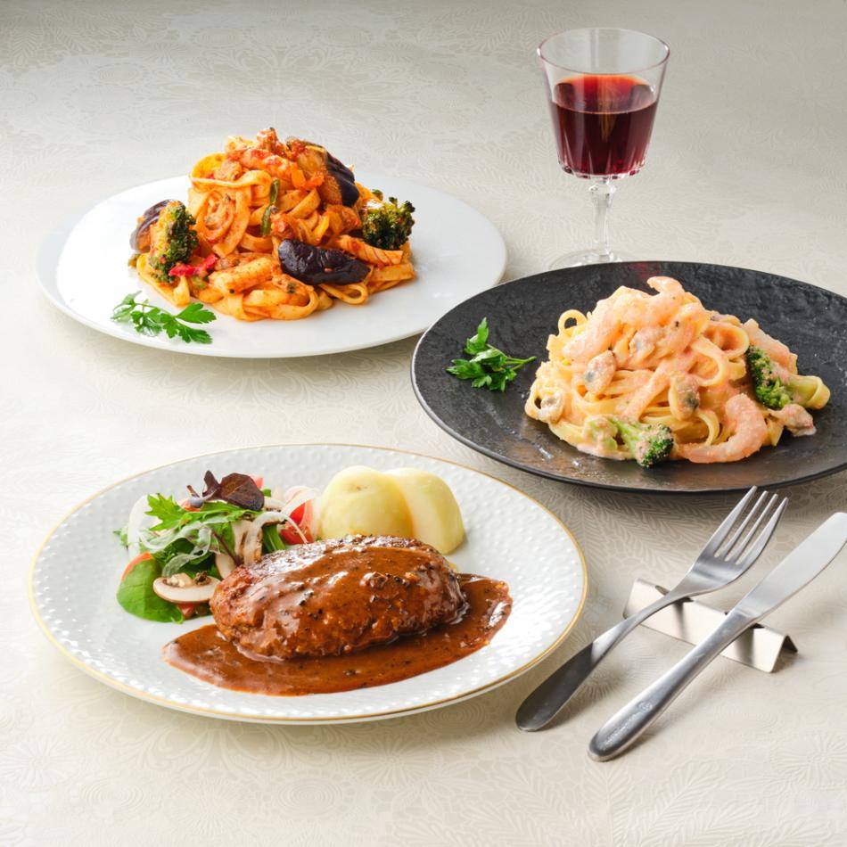 ミシュラン1つ星レストラン「アムール」後藤シェフ監修　黒トリュフデミソースハンバーグと平打ち生パスタ