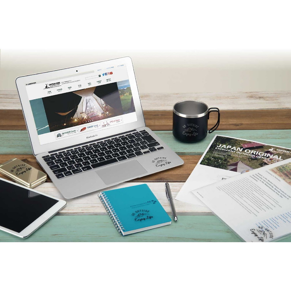 キャプテンスタッグ モンテ ダブルステンレスマグカップ350(ブルー)