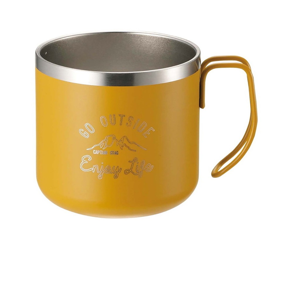 キャプテンスタッグ モンテ ダブルステンレスマグカップ350(イエロー)