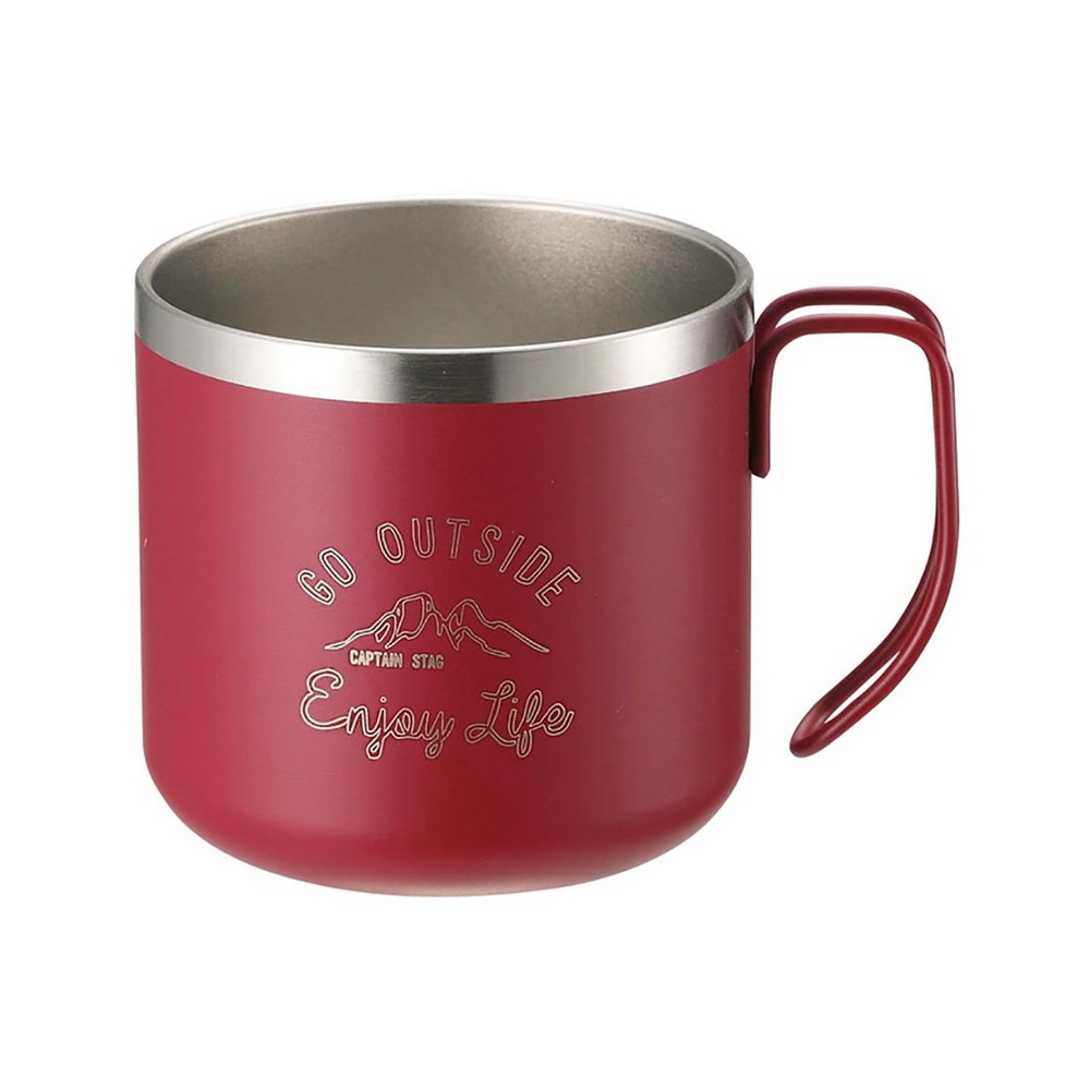キャプテンスタッグ モンテ ダブルステンレスマグカップ350(レッド)