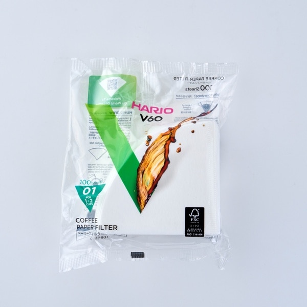 HARIO V60-01用ペーパーフィルター【漂白】1-2杯用100枚