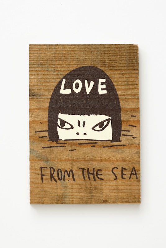 奈良美智 りんご箱 ポストカード ロックンロール りんご カード チケット 青森 リンゴ箱のポストカード「LOVE FROM THE SEA」 | アーティスト別