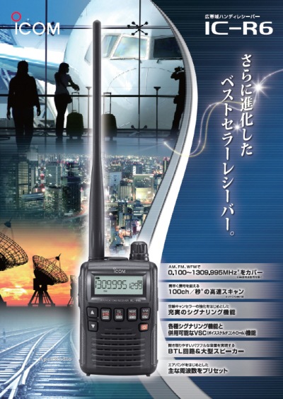 アイコム IC-R6 ハンディレシーバー （受信改造済 広帯域受信機