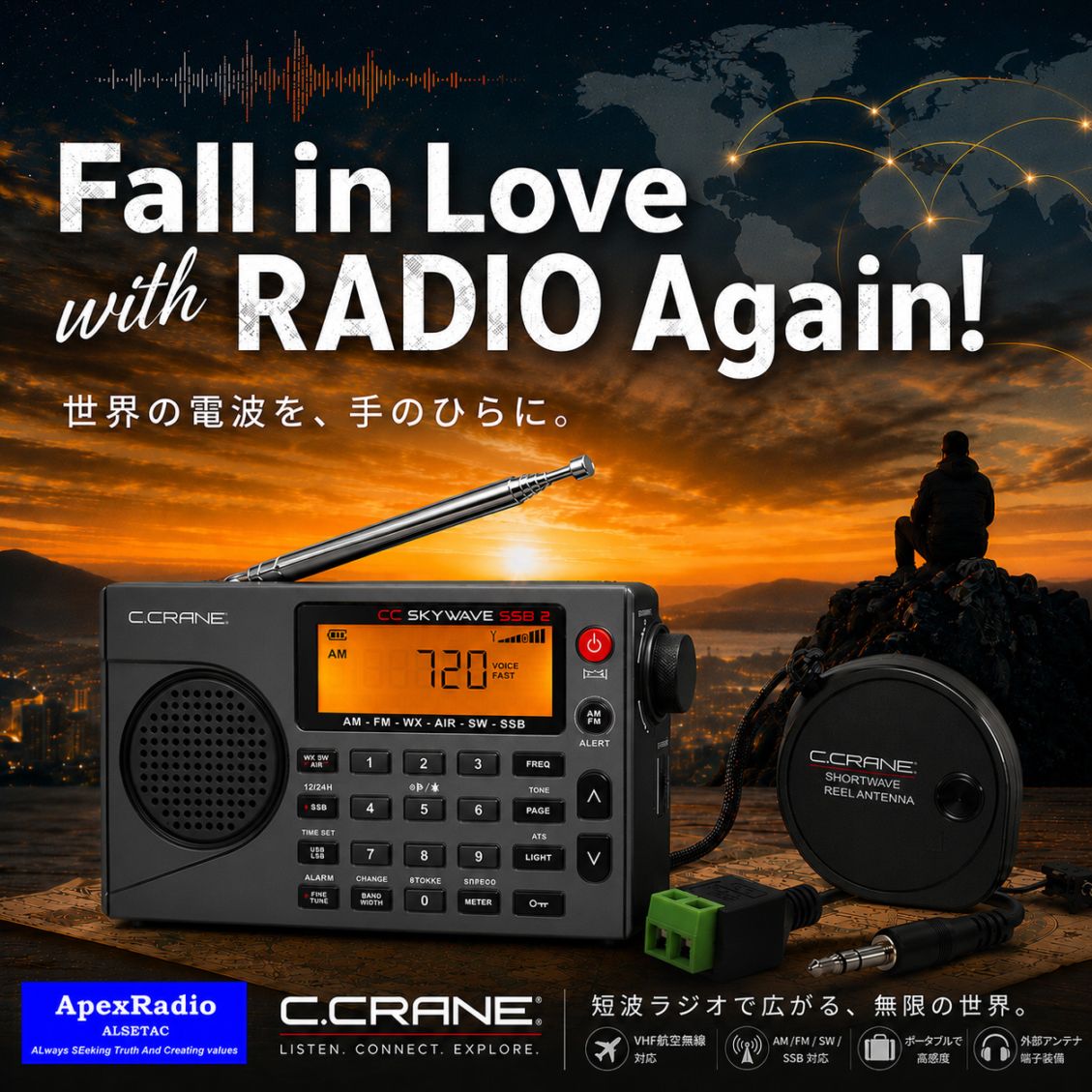 C.CRANE SKYWAVE SSB2 ポータブル受信機 BCLラジオ AM FM 短波 VHF航空