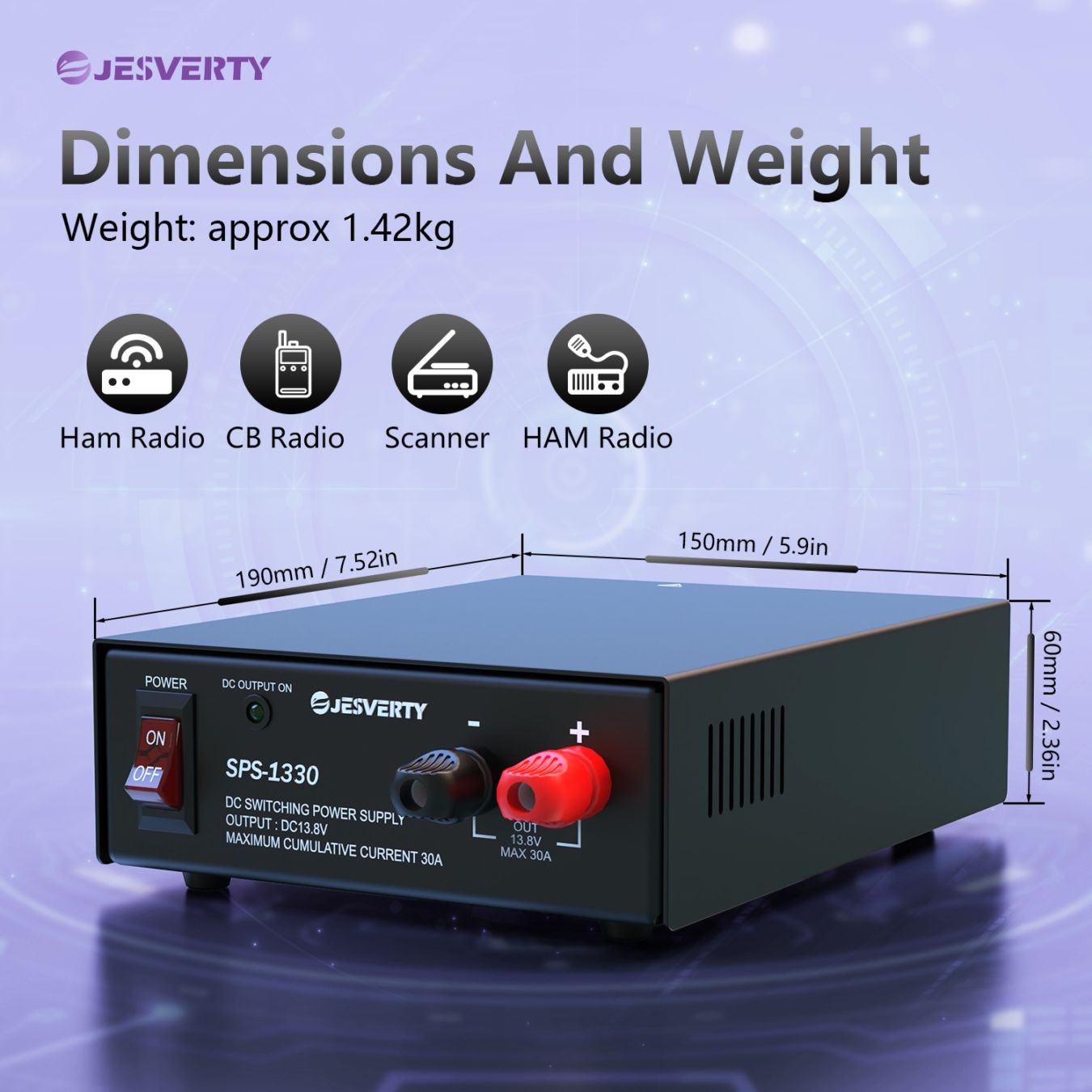 SPS-1330 スイッチング式安定化電源 （DC13.8V / 最大30A) (JESVERTY