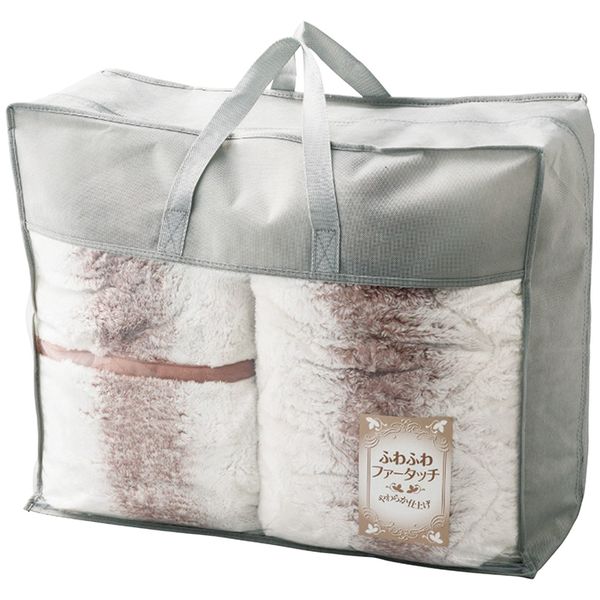 ティツィアナ・ガロ ふわふわファータッチ衿付合せ毛布＆ファータッチ敷パット