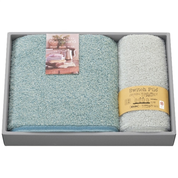 ココチエナ バス・フェイスタオルセット ブルー