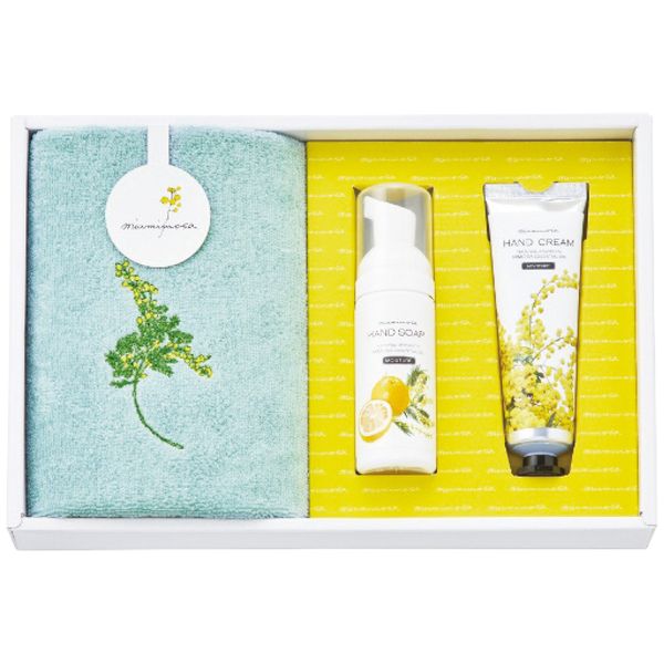 ミアミモザ ウォッシュタオル＆コスメセット グリーン