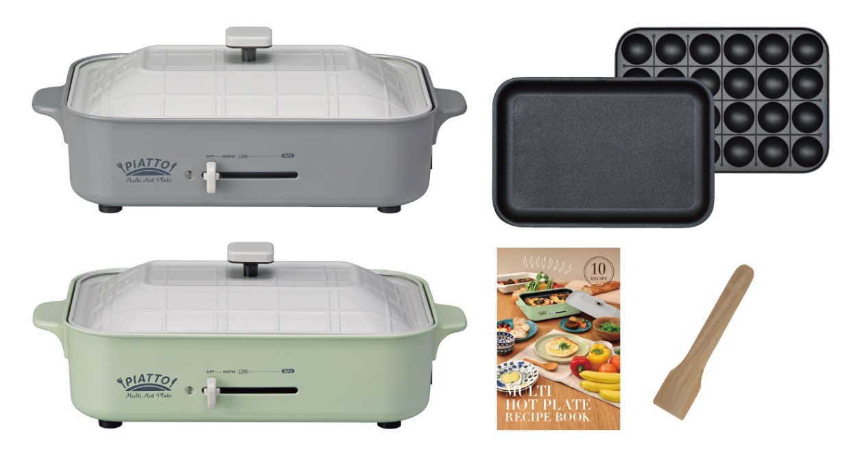 蓋、プレート２枚、木べら、レシピブック付属（GY色の取り扱いはございません）