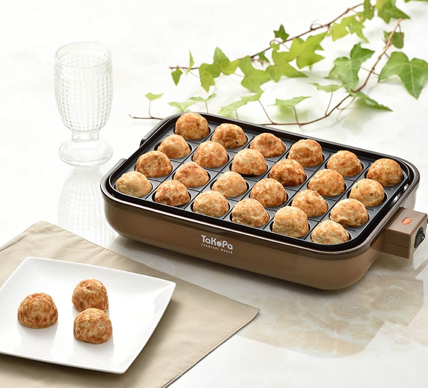 APIX たこ焼き器  24穴 平面プレート・レシピ付き ブラウン ATM-024-BR lok26k6 Amazon | アピックス(APIX INTL) APIX たこ焼き器 【TaKoPa】 24