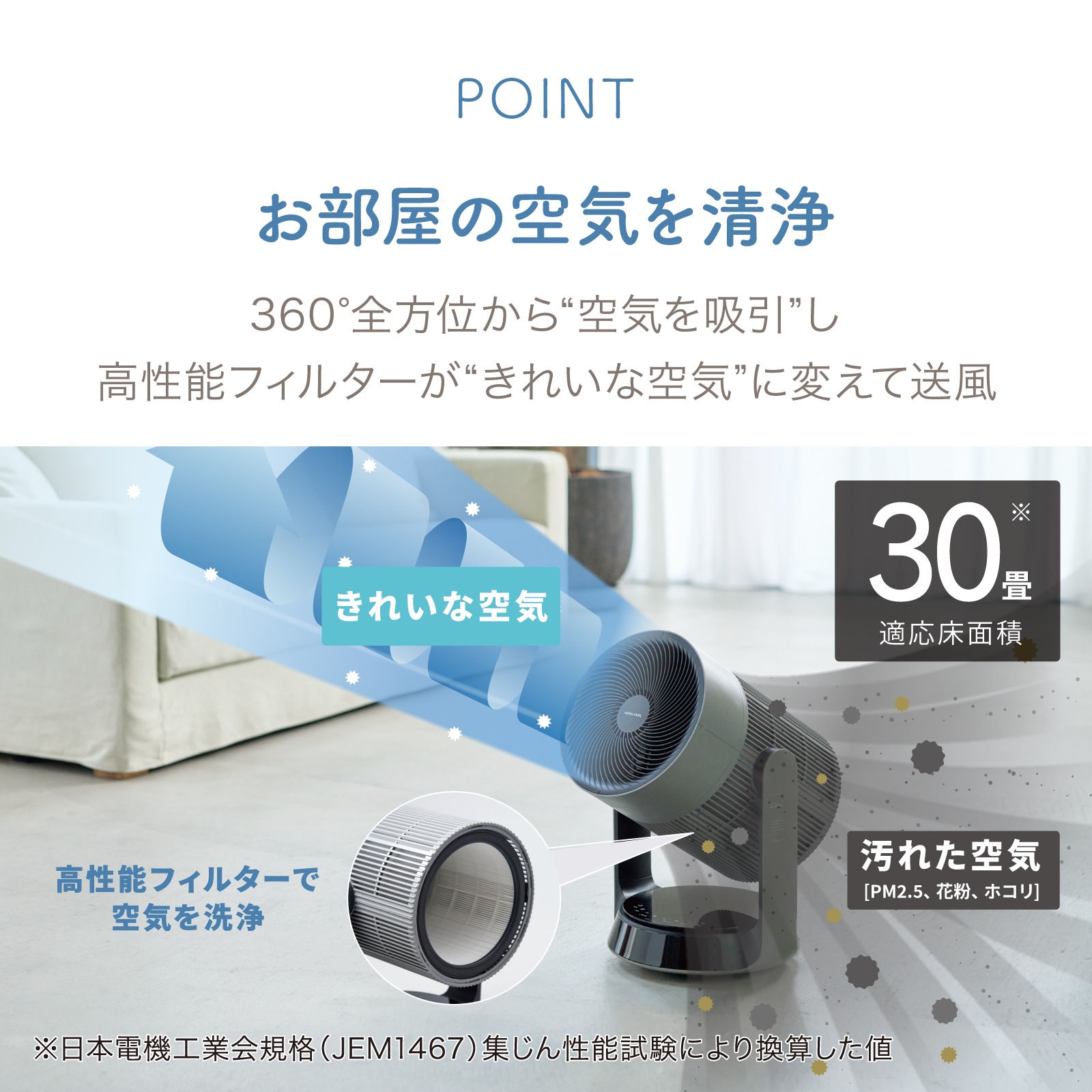 空気清浄機能付きサーキュレーター　AFC-910R